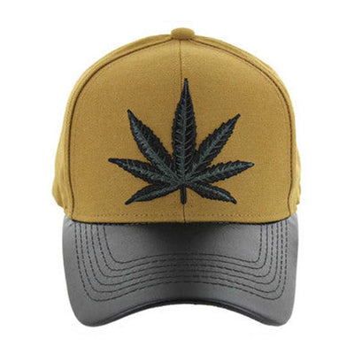 VM200 Marijuana Baseball Hat - Mustard & Black PU (Pack of 12)