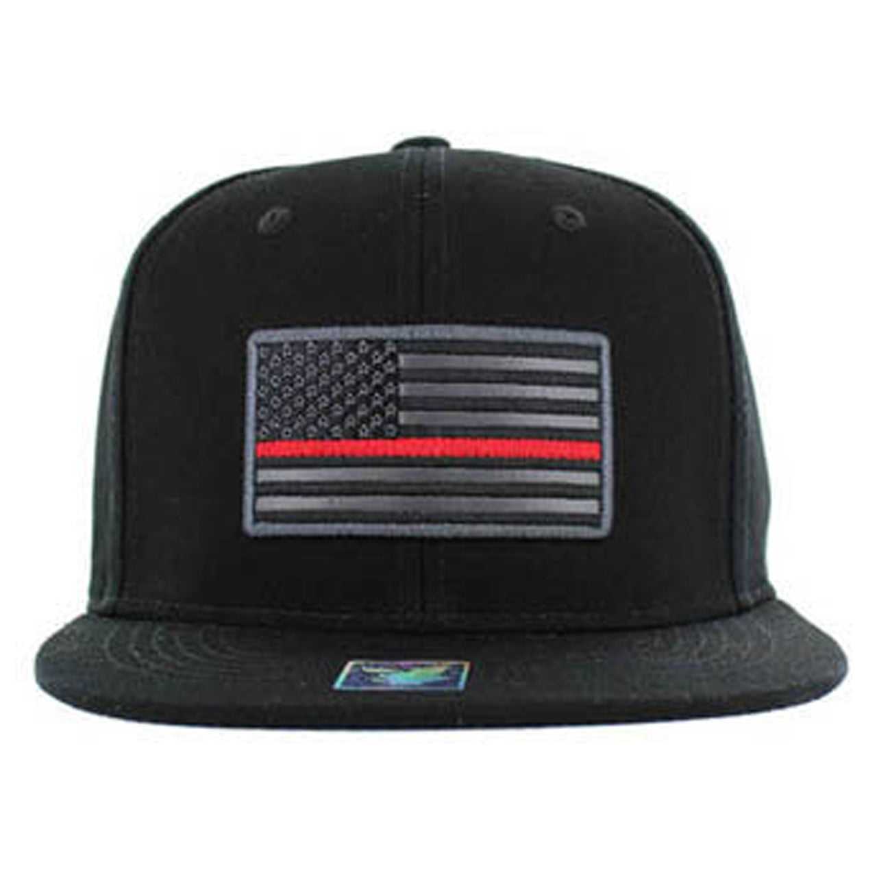 SM9005 USA Flag Red Strip Snapback Hat - Solid Black (Pack of 12)