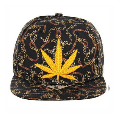 SM078 Marijuana Snapback Hat - Black (Pack of 12)