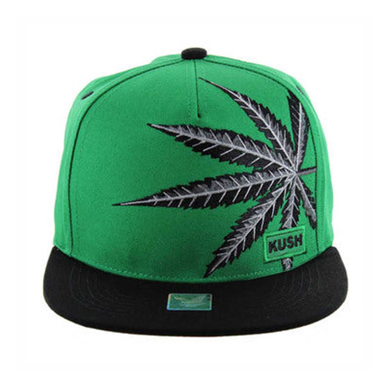 SM818 Marijuana Snapback Hat - Green & Black (Pack of 12)
