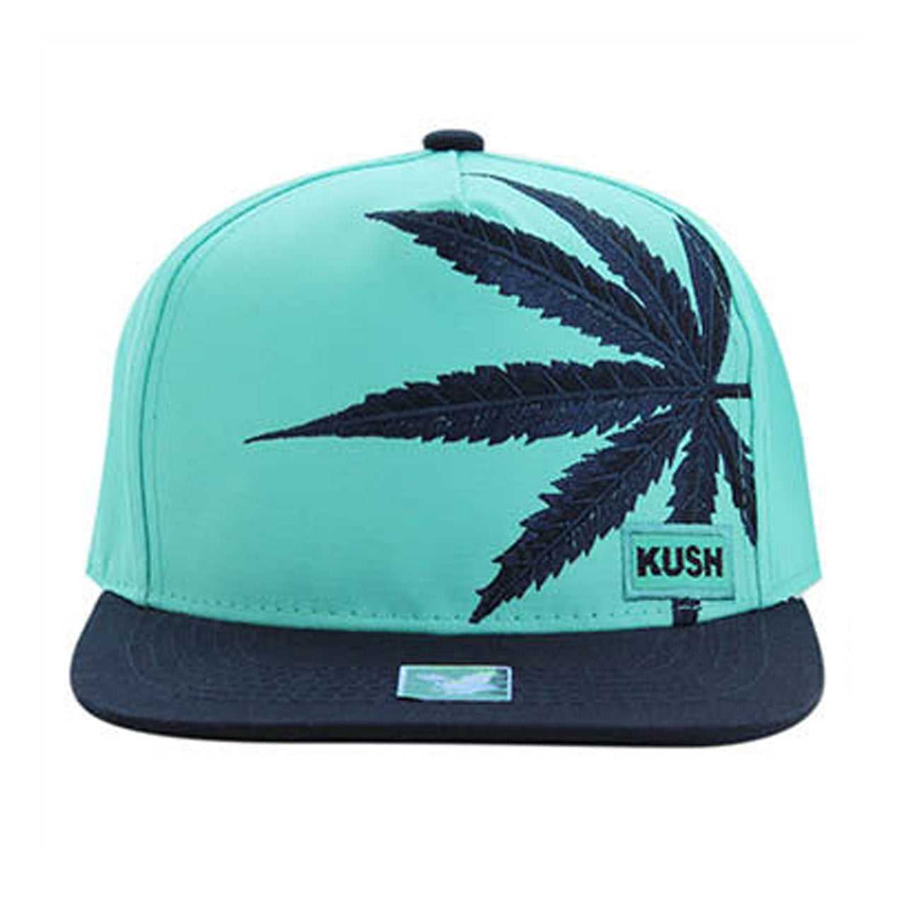 SM818 Marijuana Snapback Hat  - Sky Blue & Navy (Pack of 12)