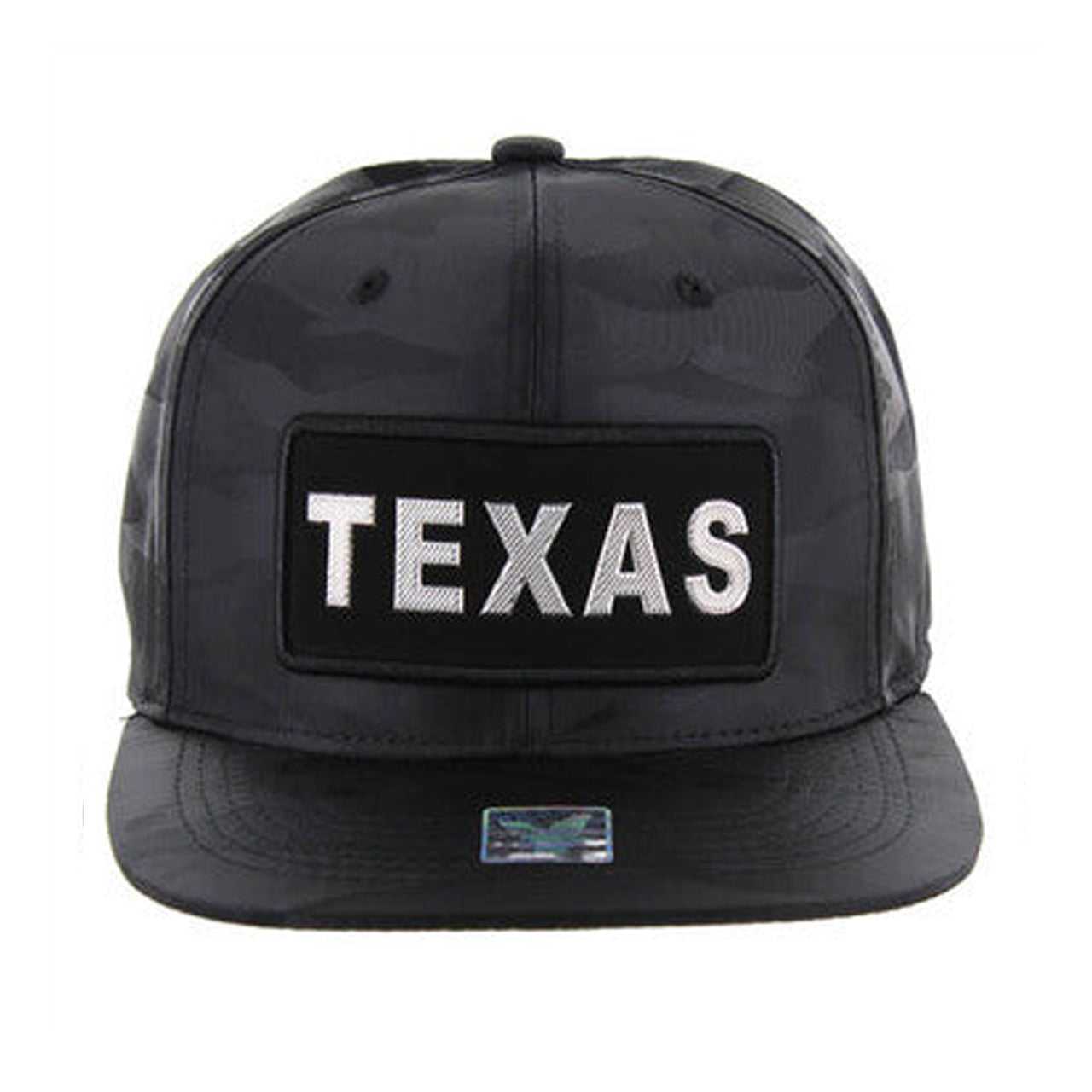 SM250 Texas Snapback Hat - Solid Black Camo - Silver Metal (Pack of 12)