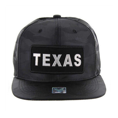 SM250 Texas Snapback Hat - Solid Black Camo - Silver Metal (Pack of 12)