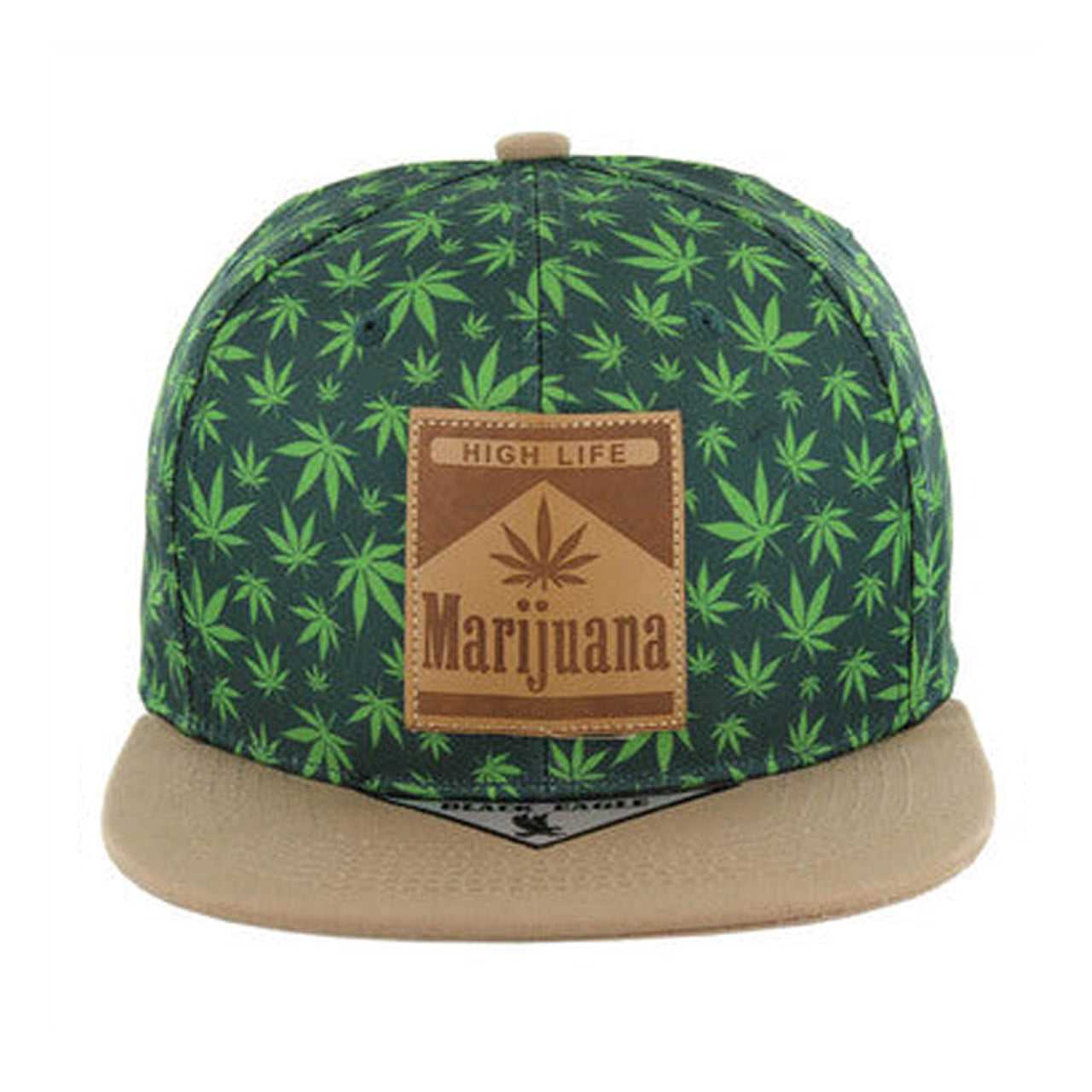SM104 Marijuana Snapback Hat - Green/Khaki (Pack of 12)