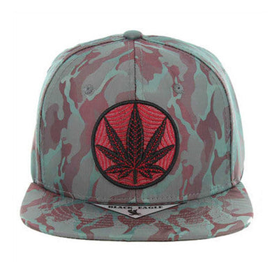 SM017 Marijuana Snapback Hat - Teal Burgundy Camo (Pack of 12)