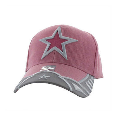 VM421 Big Star Velcro Hat - Light Pink & Light Grey (Pack of 12)