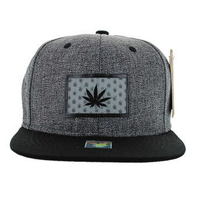 SM814 Marijuana Cotton Snapback Hat - Charcaol & Black (Pack of 12)