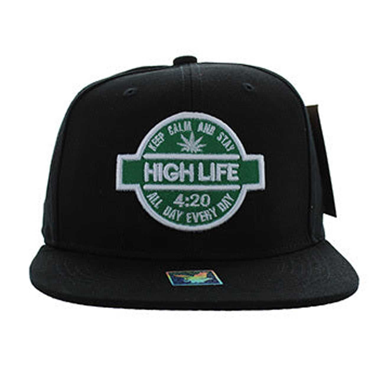 SM567 High Life Cotton Snapback Hat  - Black & Black (Pack of 12)