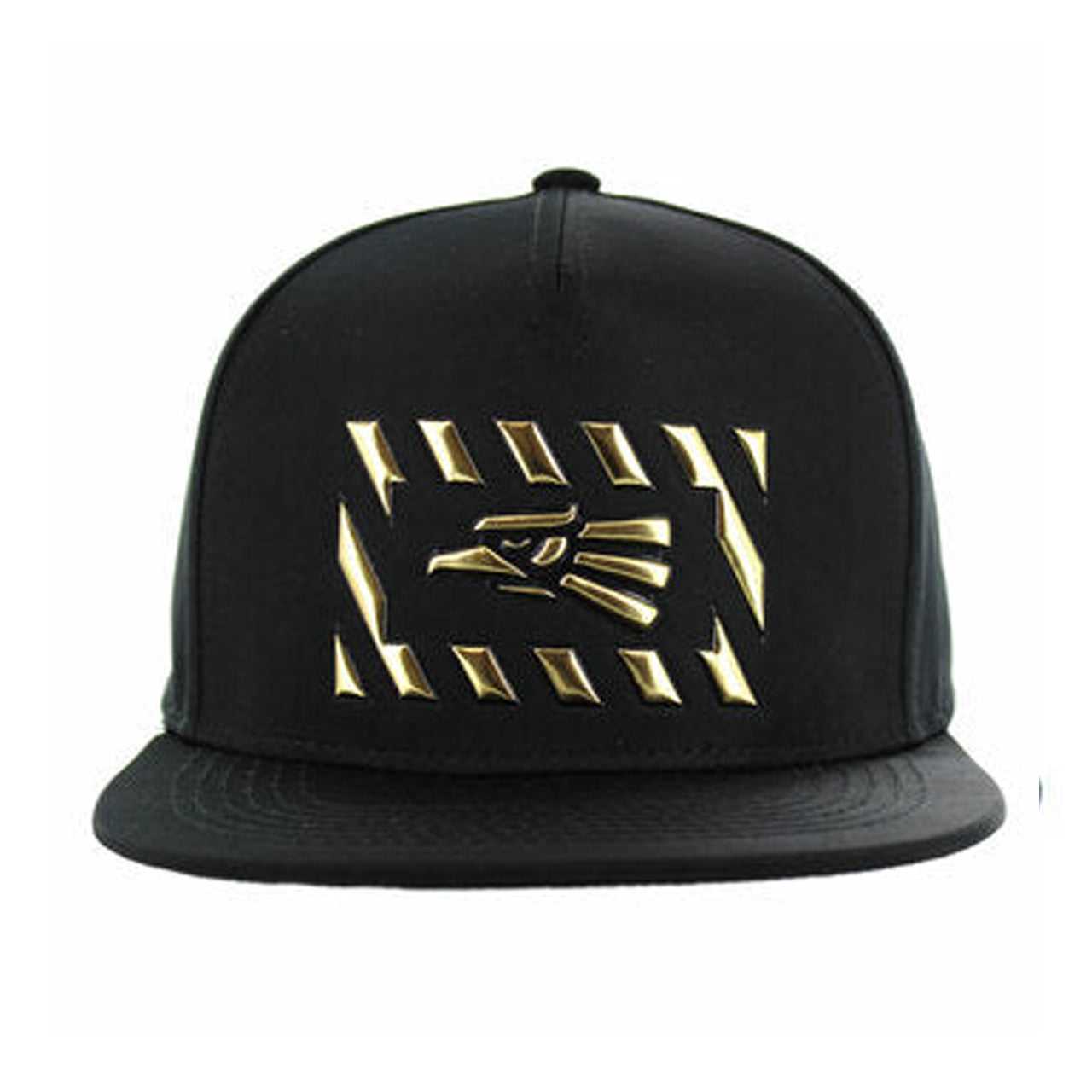 SM141 Eagle Snapback Hat - Black & Black (Pack of 12)