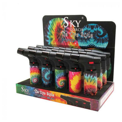 Sky Torch - 4" Tie Dye Torch Lighter SK101TD (Pack of 15)