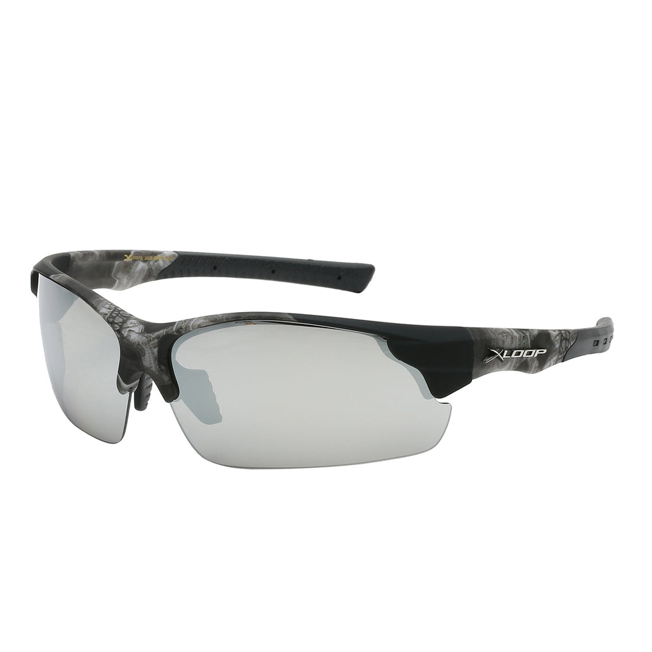 XLoop 8X3626-CAMO Polycarbonate Camo Print Semi-Rimless Wrap Unisex Sunglasses (Pack of 12)
